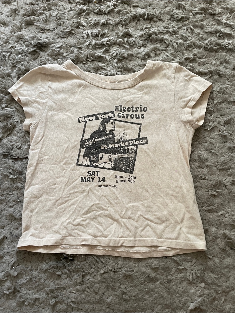Brandy Melville Cream Graphic 'Electric Circus' Tee